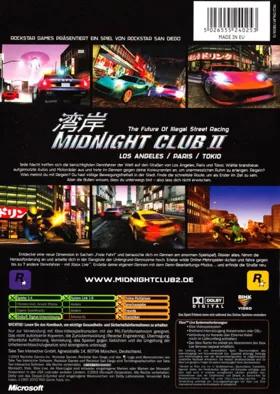 Midnight Club 2 (USA) box cover back